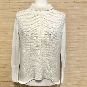WHBM Ivory Chunky Knit Turtle Neck Hi-Low Sweater Size Small